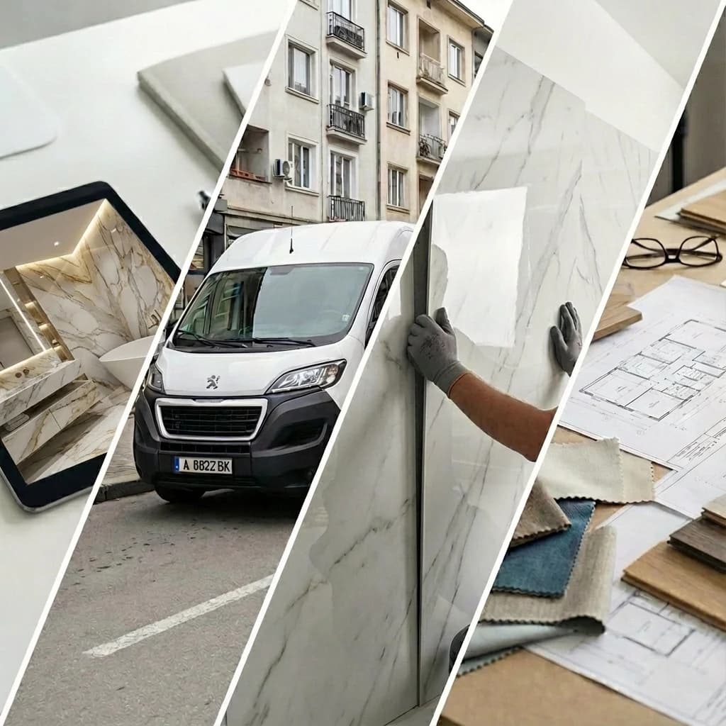 Модерен интериорен дизайн с монтирани PVC стенни панели в луксозна баня